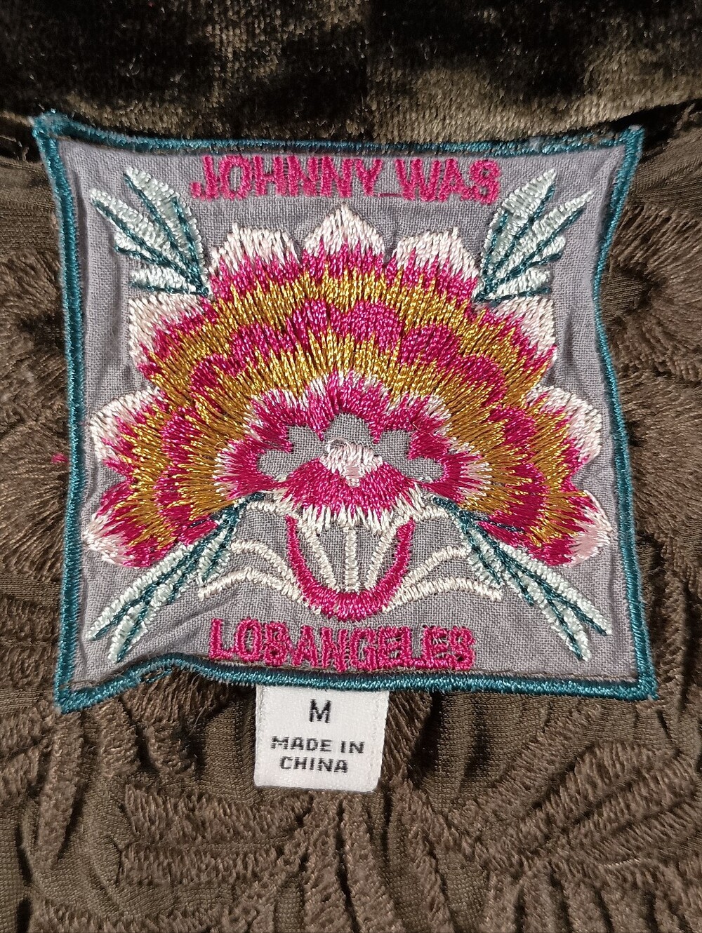 Johnny Was Nyomi Velvet Kimono Embroidered Floral Boho Cottagecore Silk Size M - Picture 2 of 8